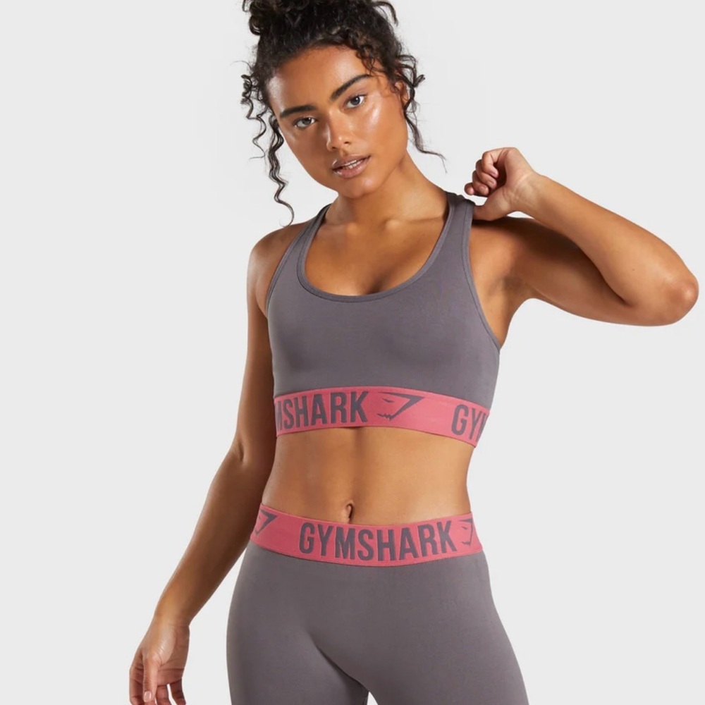 Gymshark Women's Gray Sports Bra with Pink Accents